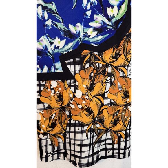 Clover Canyon Floral Scuba Fabric Stretch Sheath Dress Medium Abstract Art - Picture 4 of 11